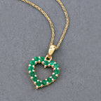 Zambian Emerald Heart Pendant 0.46 Carats 10K Yellow Gold