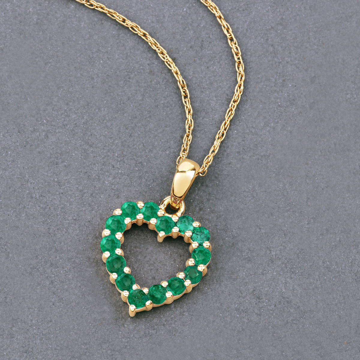 Zambian Emerald Heart Pendant 0.46 Carats 10K Yellow Gold