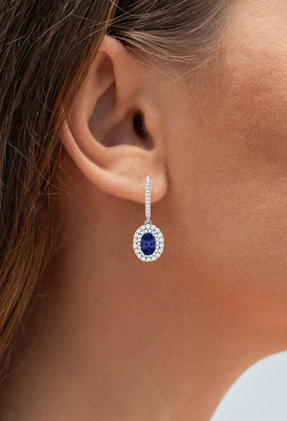 Tanzanite Dangle Earrings Diamond Setting 2.5 Carats Total