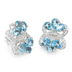 Blue Topaz Earrings 10.2 Carats Rhodium Plated Silver