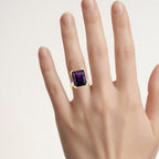 Amethyst Ring With White Topaz 11.5 Carats Gold Plated Silver