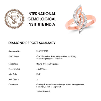 IGI Certified Diamond Ring  0.29 Carats 14K Rose Gold