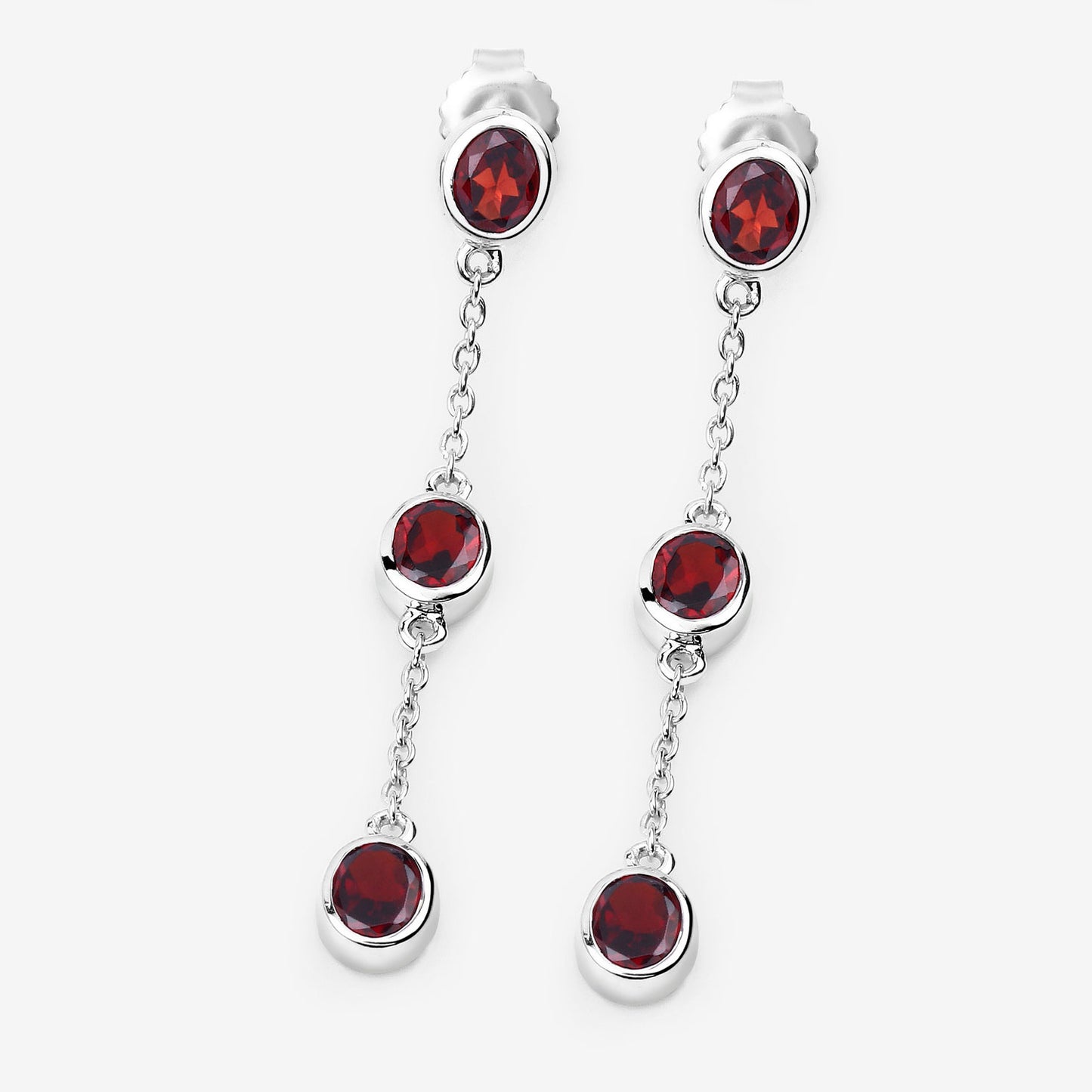 Garnet Earrings 2.68 Carats Sterling Silver
