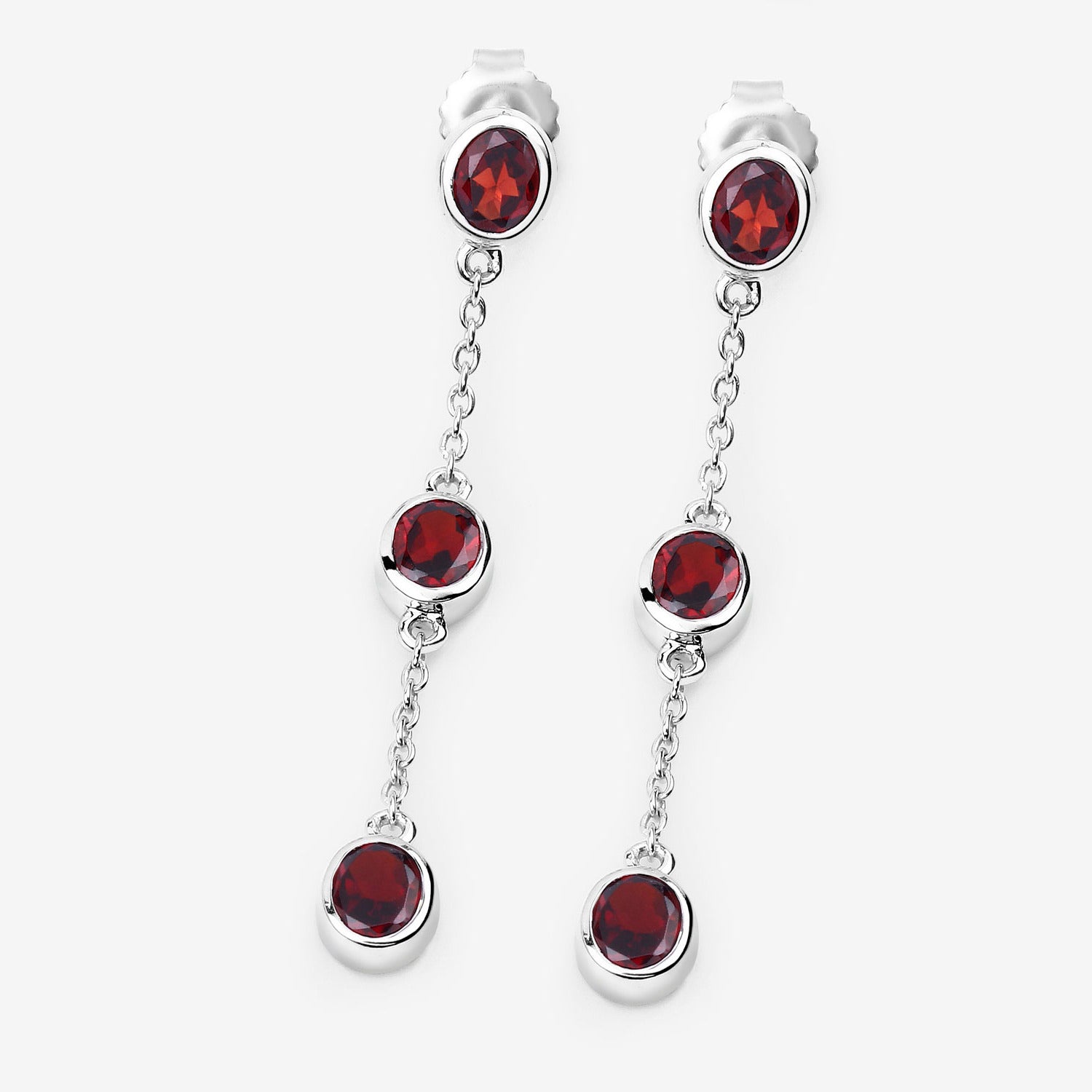 Garnet Earrings 2.68 Carats Sterling Silver