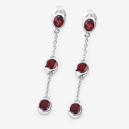 Garnet Earrings 2.68 Carats Sterling Silver
