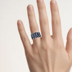 Blue Sapphire Ring 3.28 Carats Sterling Silver