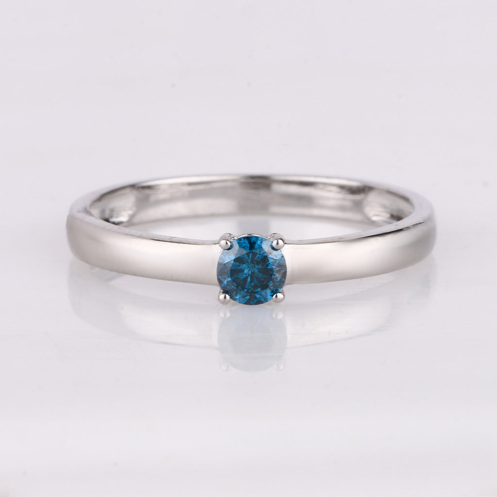 Blue Diamond Ring 0.2 Carats 9K White Gold