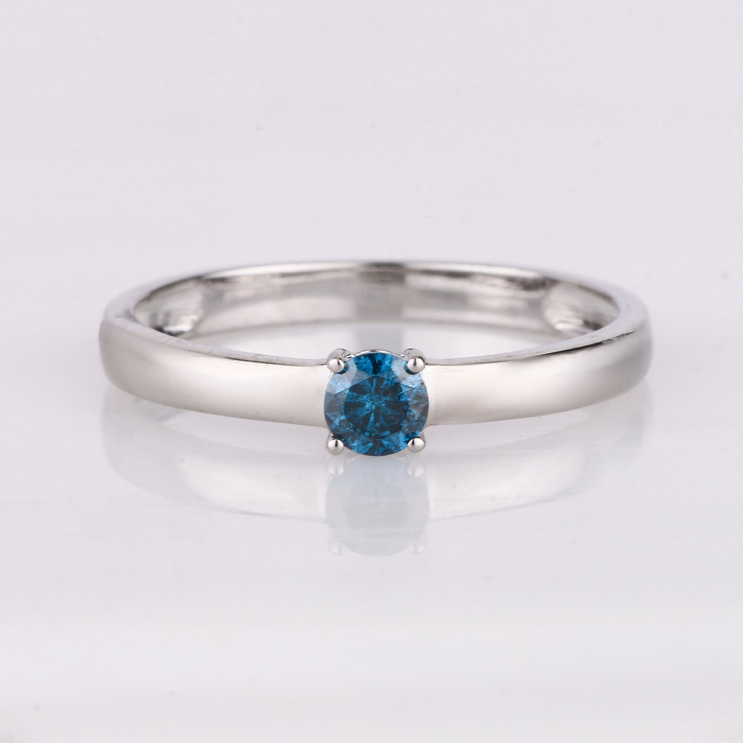 Blue Diamond Ring 0.2 Carats 9K White Gold