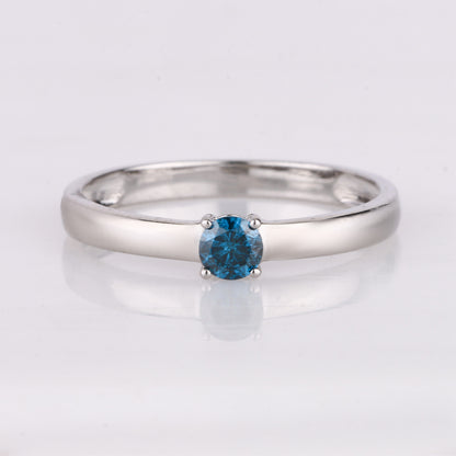 Blue Diamond Ring 0.2 Carats 9K White Gold