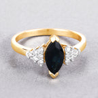 Blue Sapphire Ring With Diamonds 1.44 Carats 14K Yellow Gold