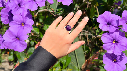 Natural Amethyst Statement Ring Diamond Setting 11.5 Carats 14K Gold