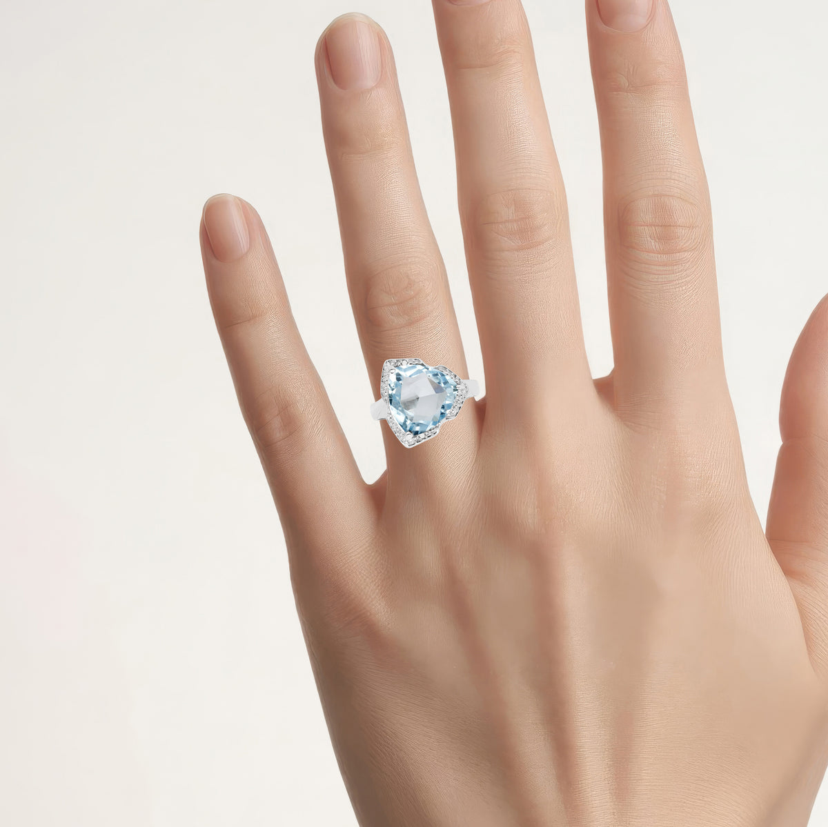 Blue Topaz Ring With Diamonds 8.29 Carats Sterling Silver