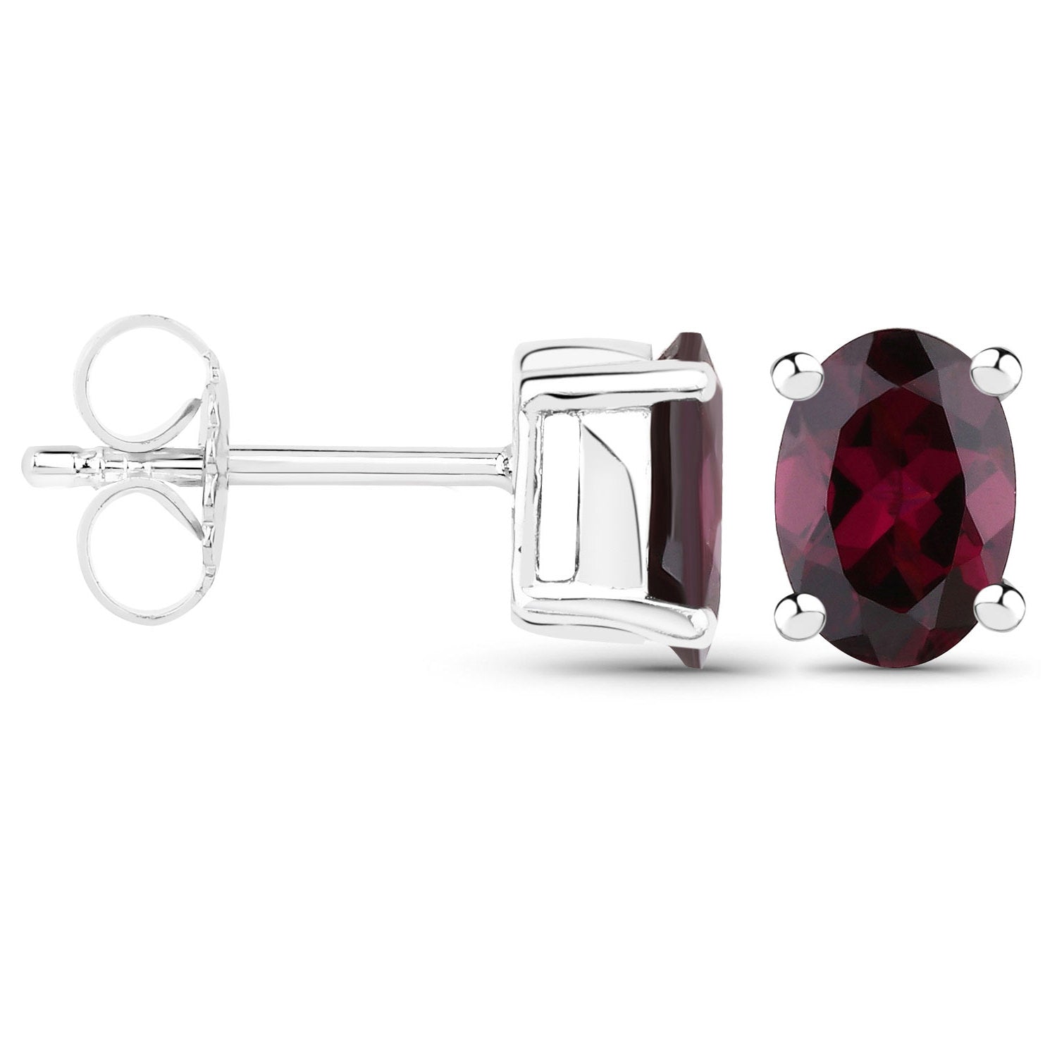 Rhodolite Garnet Stud Earrings 0.54 Carats Sterling Silver