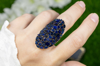 Blue Sapphire Cluster Ring 9.2 Carats