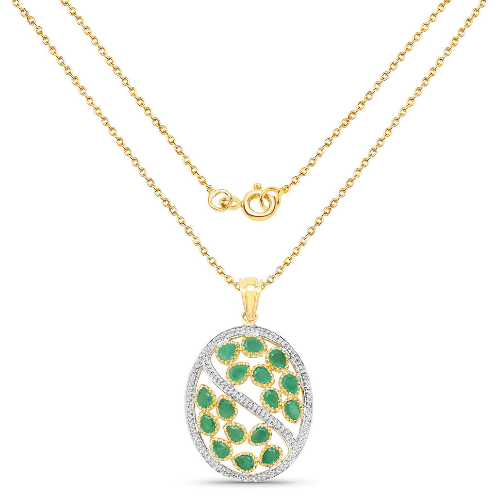 Emerald Pendant 2.22 Carats Gold Plated Silver