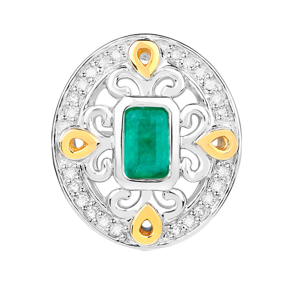 Natural Emerald Earrings With Diamonds 0.66 Carats Sterling Silver