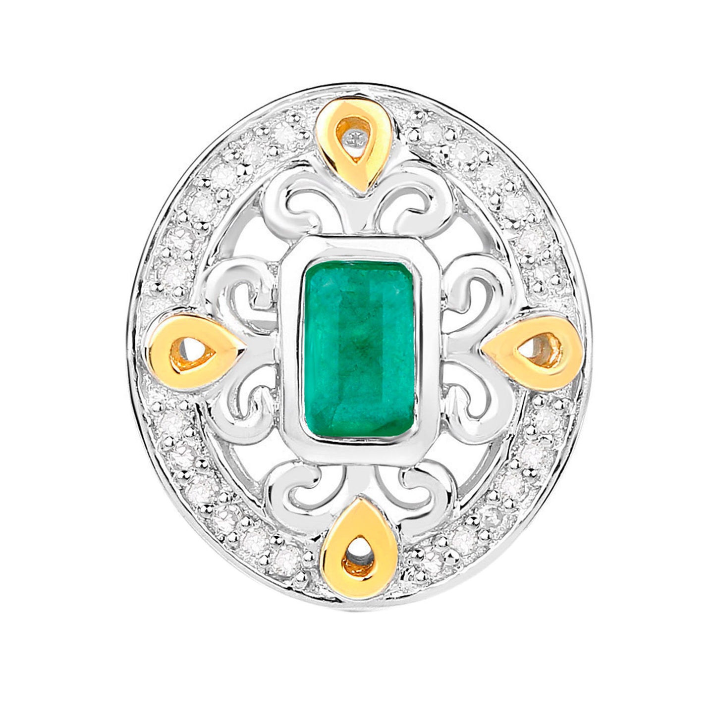 Natural Emerald Earrings With Diamonds 0.66 Carats Sterling Silver