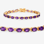Amethyst Tennis Bracelet 7.96 Carats Gold Plated Silver