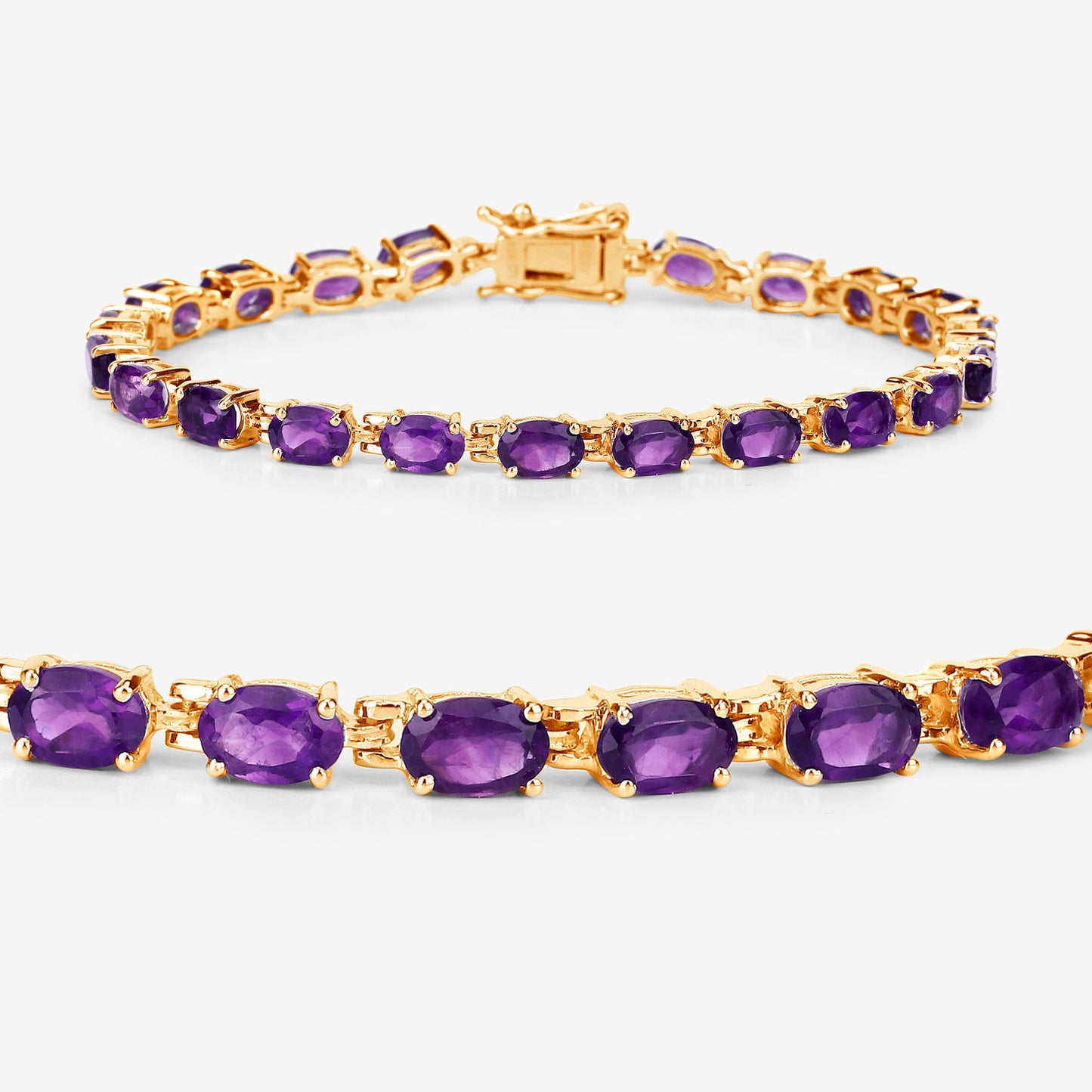 Amethyst Tennis Bracelet 7.96 Carats Gold Plated Silver