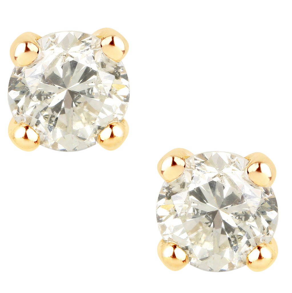 Diamond Stud Earrings 1 Carats 14K Yellow Gold