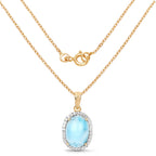 Larimar Pendant With White Topaz 13.5 Carats Gold Plated Silver