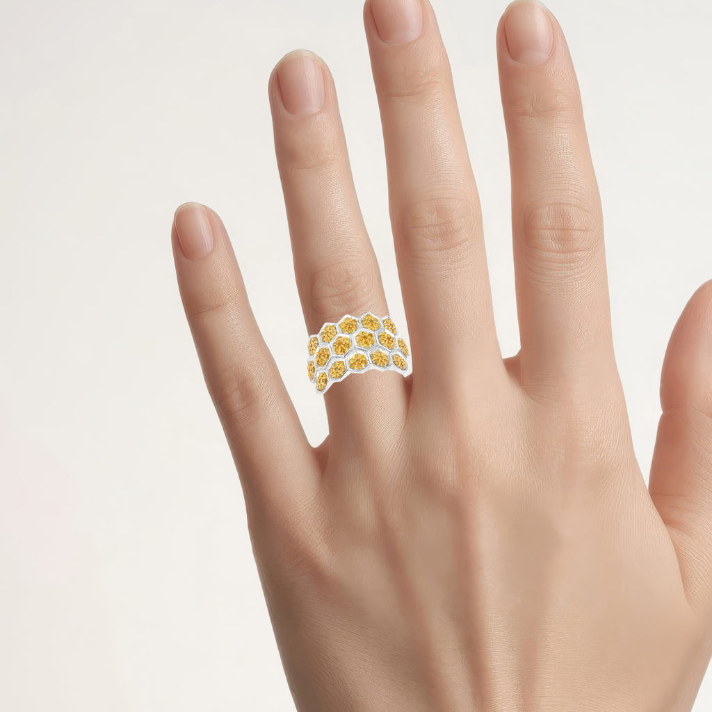 Yellow Diamond Ring 0.74 Carats Sterling Silver
