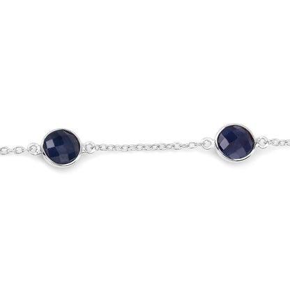 Blue Sapphire Bracelet 4.98 Carats Sterling Silver