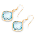 Blue Topaz Dangle Earrings 28.9 Carats Gold Plated Silver