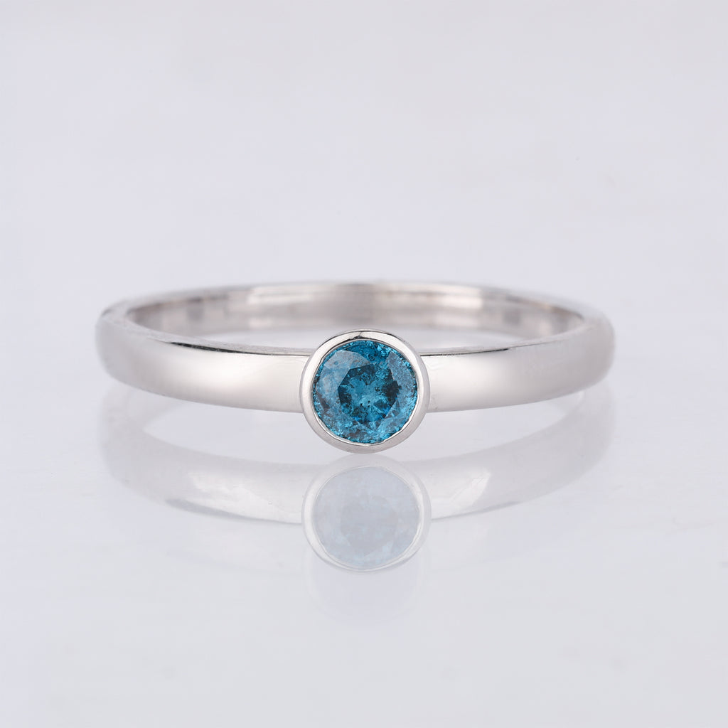 Blue Diamond Ring 0.25 Carats 9K White Gold