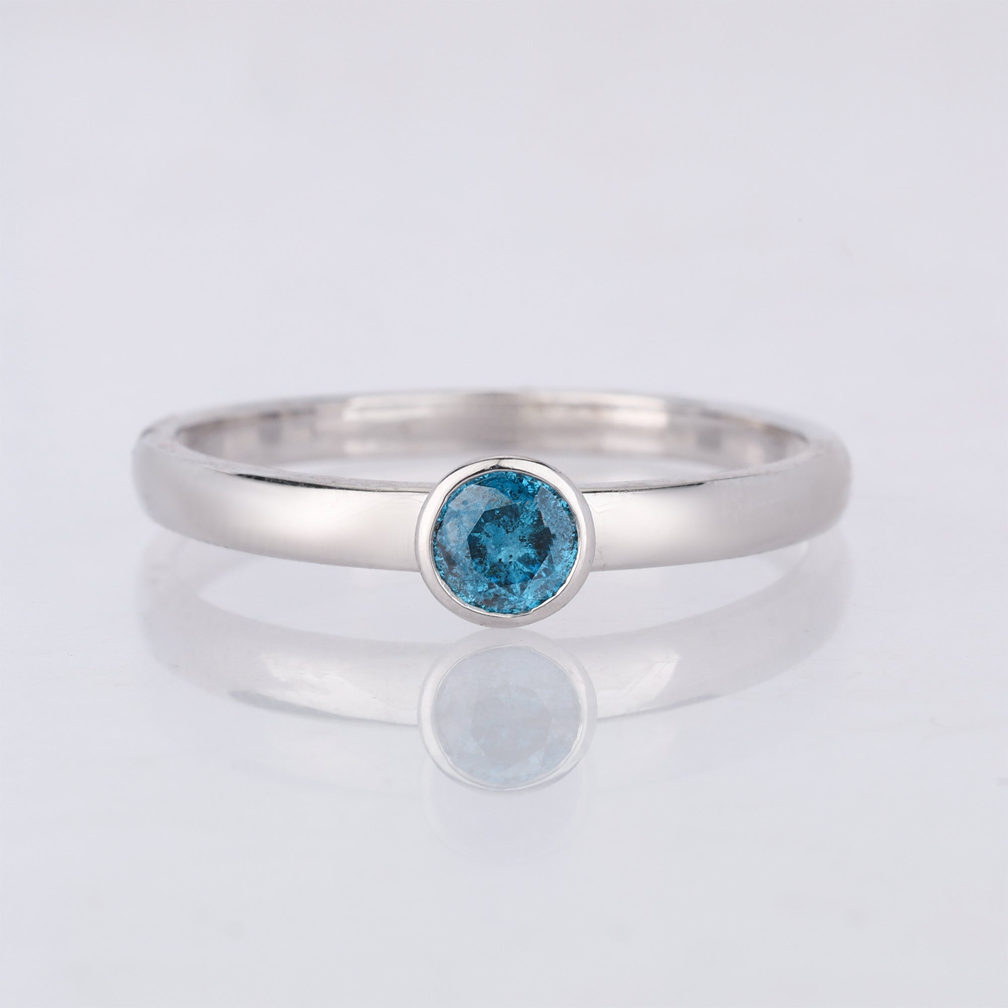 Blue Diamond Ring 0.25 Carats 9K White Gold