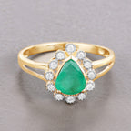 Zambian Emerald Ring With Diamonds 1.18 Carats 10K Yellow Gold