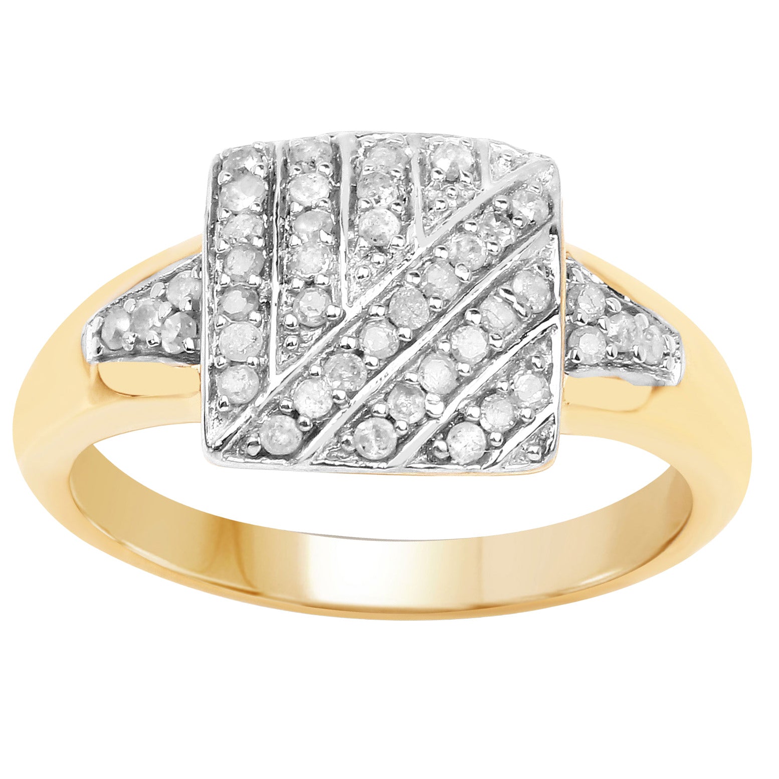 Diamond Ring 0.22 Carats Gold Plated Silver