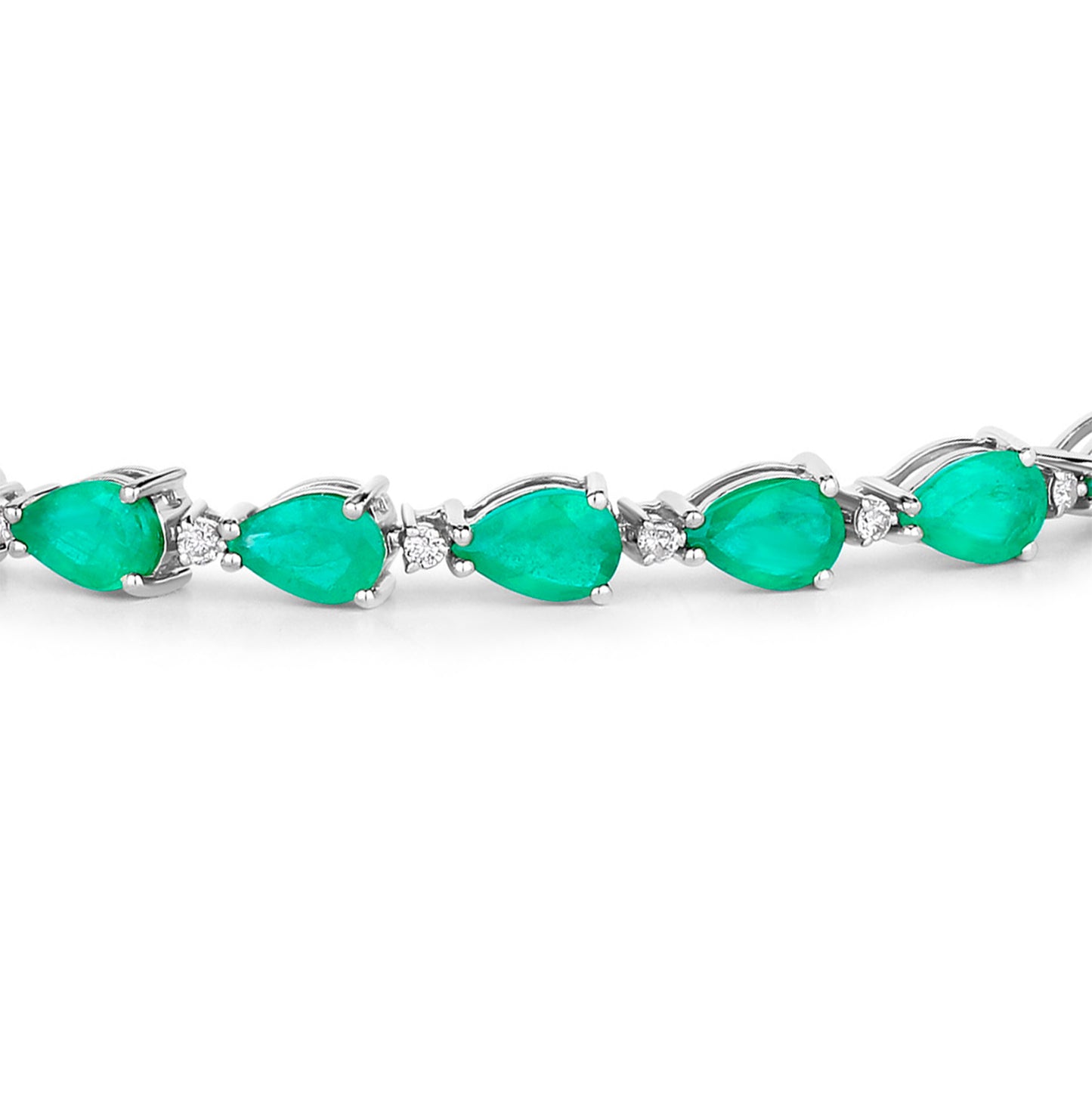 Emerald Bracelet With Diamonds 8.34 Carats 14K White Gold