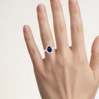 Blue Sapphire Ring With Diamonds 3.54 Carats 18K Yellow Gold