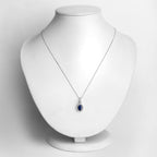 Blue Sapphire Pendant With Diamonds 1.75 Carats 14K White Gold
