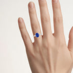 Blue Sapphire Ring With Diamonds 3.04 Carats 18K White Gold