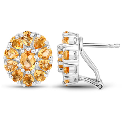 Citrine Cluster Earrings 4.02 Carats Sterling Silver