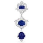 Lapis Dangle Earrings White Topaz 9.3 Carats Sterling Silver