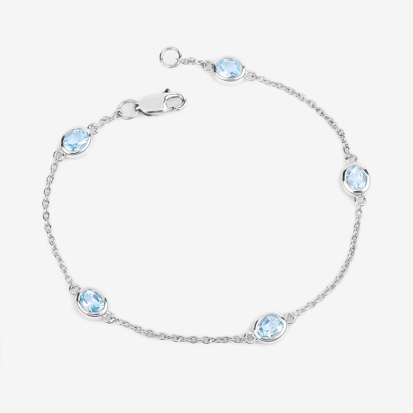 Blue Topaz Bracelet 1.78 Carats Sterling Silver