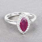 Ruby Ring With Diamonds 1.54 Carats 14K White Gold