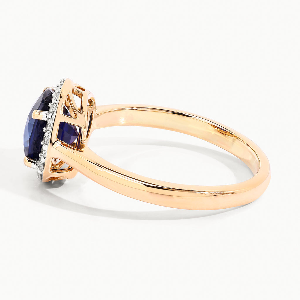 Blue Sapphire Ring With Diamonds 2.42 Carats 18K Yellow Gold