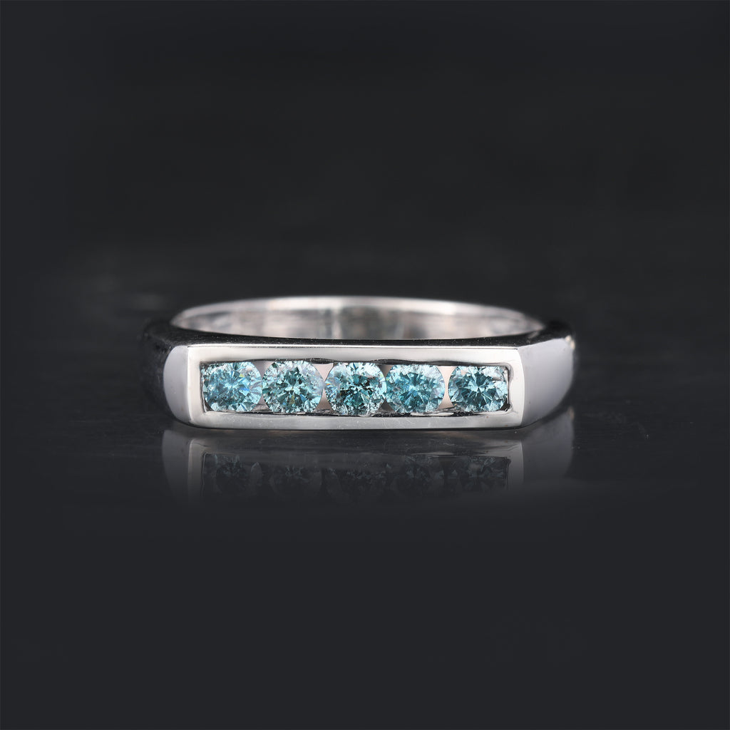 Blue Diamond Ring 0.35 Carats 9K White Gold