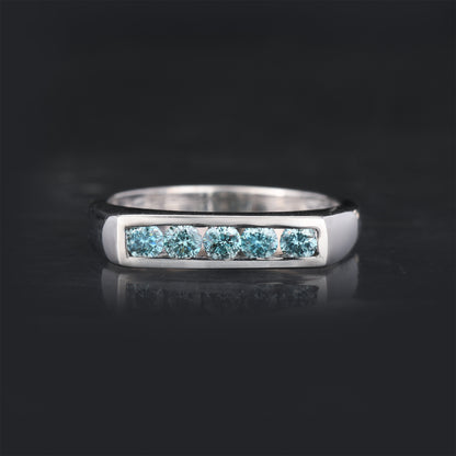 Blue Diamond Ring 0.35 Carats 9K White Gold