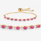 Ruby Bracelet With Diamonds 1.98 Carats Gold Plated Silver