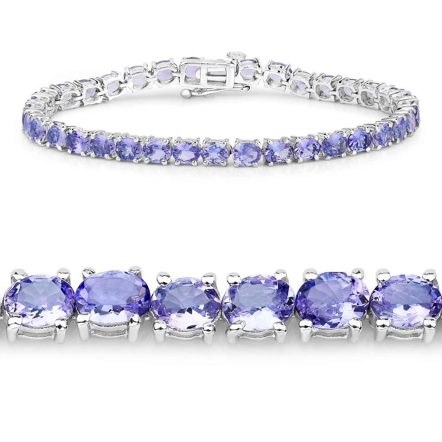 Tanzanite Tennis Bracelet 12.2 Carats Sterling Silver