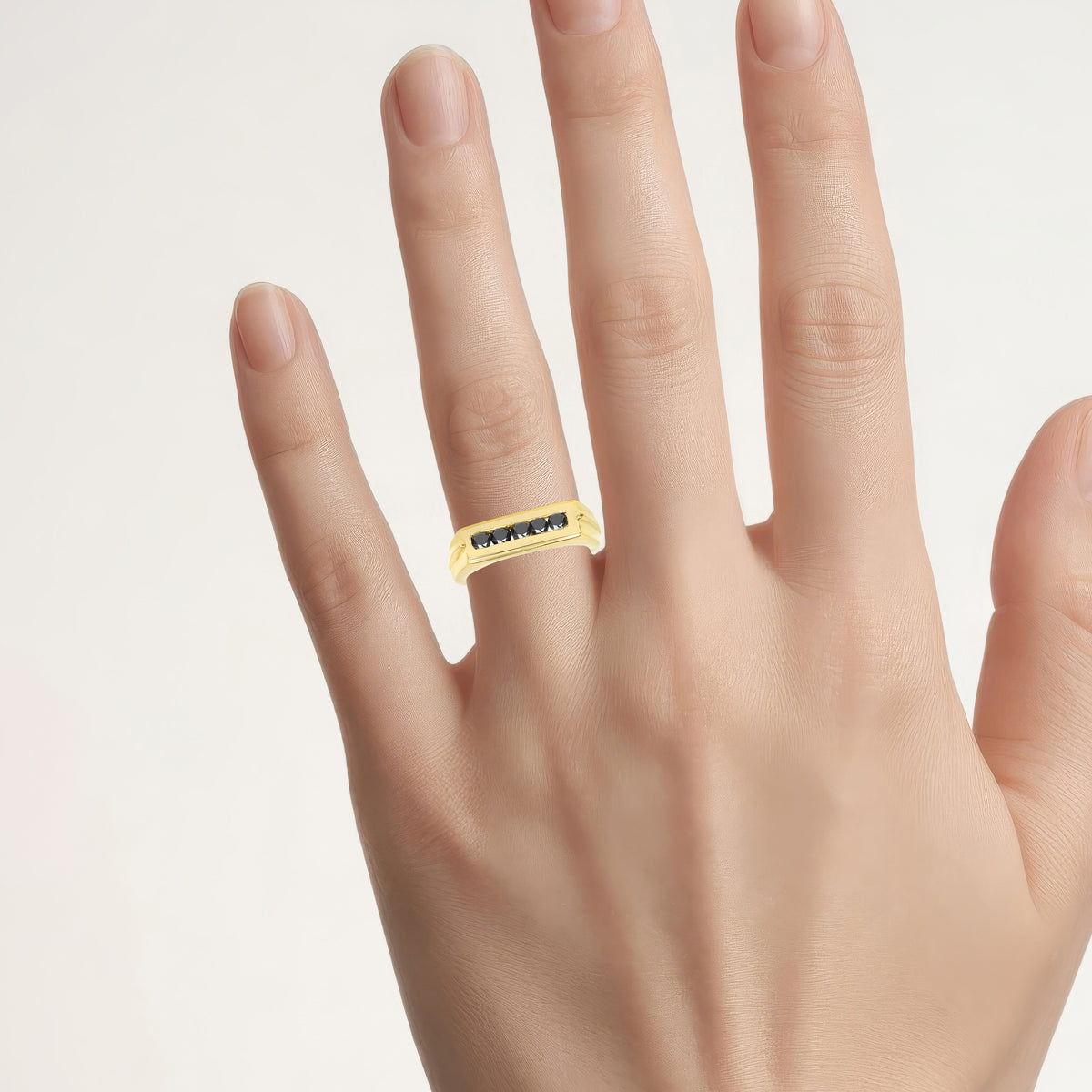 Black Diamond Ring 0.48 Carats Gold Plated Silver
