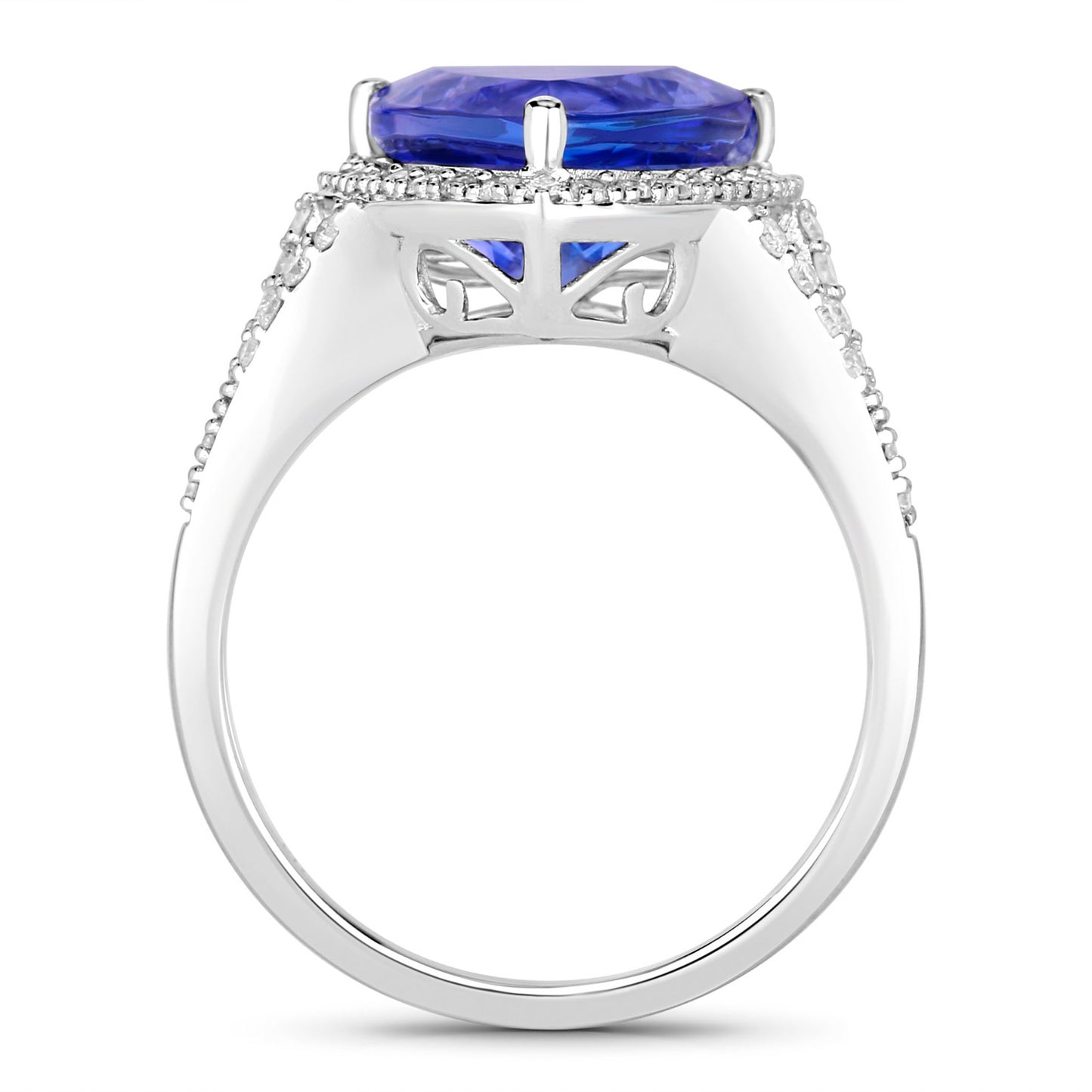 Tanzanite Ring Diamonds 4.4 Carats 14K White Gold