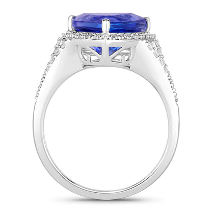 Tanzanite Ring Diamonds 4.4 Carats 14K White Gold