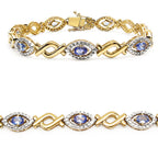 Tanzanite Tennis Bracelet 3.06 Carats Gold Plated Silver
