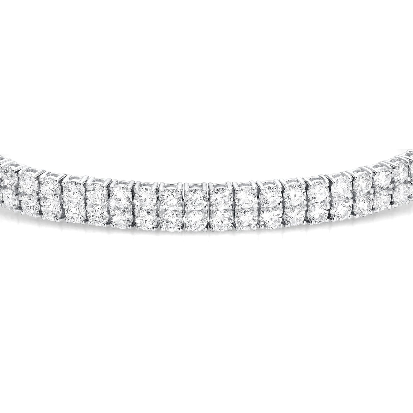 Two Row Diamond Tennis Bracelet 11.45 Carats 18K White Gold